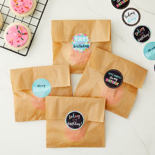 BLUE PANDA 504 Piece Round Happy Birthday Stickers for Students, Happy Birthday to Me, Today is My Day Stickers, Kids Party Favors, Teachers, 6 Assorted Designs (2 Inches)