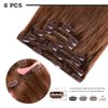 12" Remy Clip in Hair Extensions Human Hair Light Brown for Women Beauty - Short Silky Straight 8pcs 20clips Real Hair Extensions Clip In Human Hair (12 inch 100g #6 Light Brown)