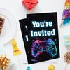 Soiceu Video Game Birthday Invitations Neon Glow Boy Gamer Game On Party Invites with Envelopes Set of 20