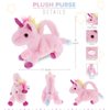DolliBu Pink Unicorn Plush Handbag - Super Soft Plush Stuffed Animal Purse for Children's Accessories, Kids Hand Bag Toy Purse, Fluffy Dress Up Toy Purses for Girls and Boys - 11 Inches