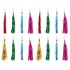 LUOZZY 16 Pcs Cat Teaser Wand Metallic Foil Tassel Cat Wand Toy Replacement with Bell Interactive Catcher Teaser for Pet, Random Color