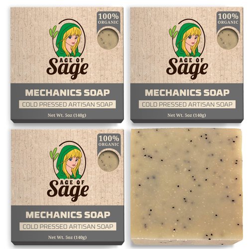 Age of Sage Natural Bar Soap for Men - Vegan Bath Soap Bars Gift Set - Handmade Cold Process Artisan Soaps with Essential Oil, Fragrant Mechanics Soap Scent (4 Pack)