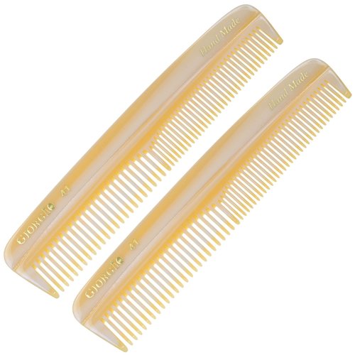 Giorgio G41 FineTooth and WideTooth Pocket Comb - Hair Styling Comb for Men and Women, Handmade Beard Comb for Men, Barber Comb, and Mustache Comb for Grooming,Saw Cut and Polished Travel Comb