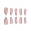 RikView French Tip Press on Nails Medium Fake Nails Coffin Acrylic Nails Nude Nails for Women and Girls