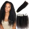 Hair Extensions Tape ins,Kinky Curly Natural Black Hair Extensions Tape ins for Black Women, 20 Pieces Double Sided Tape Hair Brazilian Curly Extensions Skin Weft Hair Tape in Extensions 22 Inch 50G