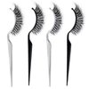 Dioche 6pcs False Eyelashes Display Stick with Display Stand, Holder Applicator Tool, 3D Eyelash Extensions Try On Sticks, for Planting Grafted Eyelash