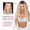 REECHO Clip in Hair Extensions, 4PCS Blonde Hair Extensions 24" Thick Long Beach Waves hair extensions HE003 Invisible Lace Weft Natural Soft Hairpieces for Women – Platinum Blonde