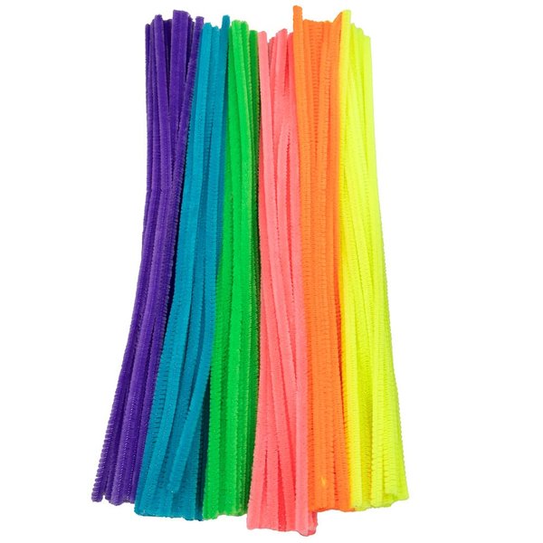 Craft County Chenille Pipe Cleaners – 100 Pack Arts & Crafts Supplies – Great for Group Activities & Parties – Neon