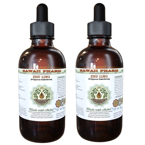 Hawaii Pharm Zhu Ling Alcohol-Free Liquid Extract, Zhu Ling, Polyporus (Polyporus Umbellatus) Sclerotium Glycerite Natural Herbal Supplement, USA 2x4 fl.oz
