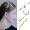 6 Pcs Gold Hair Bobby Pins Pearl Hair Clips X Shaped Hair Barrettes Metal Hair Pin Decorative Wedding Bobby Pins Small Cute Hair Styling Accessories for Women Girls