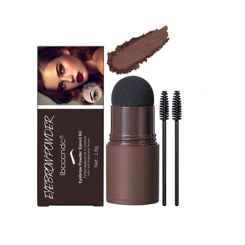 Eyebrow Stamp Stencil Kit, Eyebrow Shaping Kit with 12 pair Reusable stencils, Long-Lasting, Waterproof eyebrow powder for women (Natural brown)