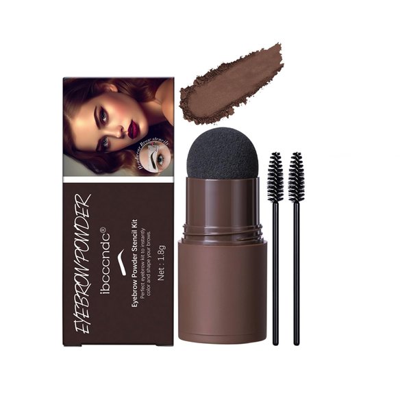 Eyebrow Stamp Stencil Kit, Eyebrow Shaping Kit with 12 pair Reusable stencils, Long-Lasting, Waterproof eyebrow powder for women (Natural brown)