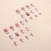 24Pcs French Tip Press on Nails Short Square Nude Pink Fake Nails Hexagon Nail Glitter Design Heart Rhinestones False Nail Full Cover Artificial Glue on Nails for Women Girls Acrylic Nails Decorations