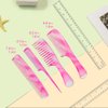 FHALLYNN Pink Hair Comb Set - Wide Tooth, Fine Tooth, Rat Tail, and Dual Comb for Women and Men