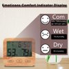 Digital Hygrometer Indoor Thermometer, Temperature Humidity Gauge with Desk Clocks for Bedroom Office,Backlit Accurate Monitor Clear Reading,Time Display Room Thermometer for Home Greenhouse Wooden