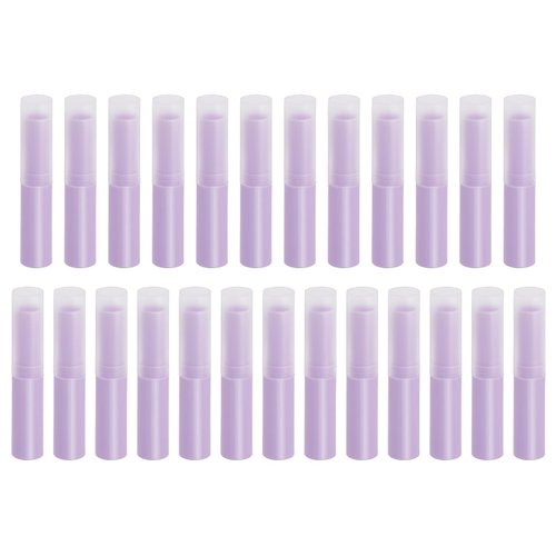 Mini Skater 0.14oz Empty Flavored Lip Balm Container Tubes Non-Toxic Plastic Homemade Moisturizing Lip Stick with Caps Bulk Fit for Girls Women Adult DIY Making Supplies, 25 Count (Purple)