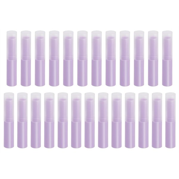 Mini Skater 0.14oz Empty Flavored Lip Balm Container Tubes Non-Toxic Plastic Homemade Moisturizing Lip Stick with Caps Bulk Fit for Girls Women Adult DIY Making Supplies, 25 Count (Purple)