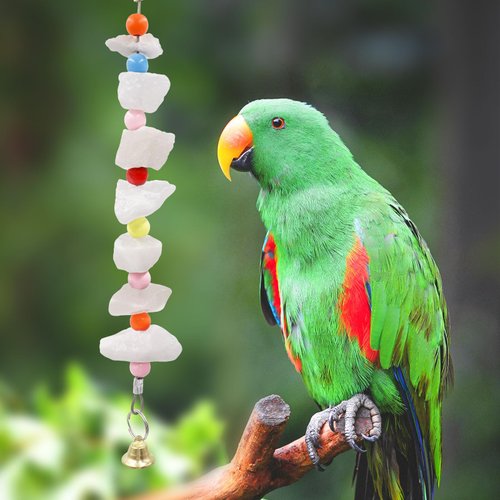 2 Pack Bird Chewing Toy, Parrot Beak Grinding Salt Block with Bells, Bird Cage Accessories, Cage Toys for Cockatiels Parakeets Parrot Budgies Rat Hamster Chinchilla Rabbit Bunny African Grey