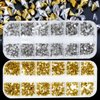 YAEISM 1200PCS Metal Rivet Punk Nail Charms 2Box Cone Metalic Spike Studs for Gothic Nail Art Silver and Gold Alloy Nail Studs for DIY Crafts Decoration