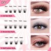 Self Adhesive Lash Clusters Kit Flu-ffy 8-16mm No Glue Lashes Press On Lashes, 60 Pcs Glueless DIY Eyelash Extensions Kit Pre Bonded Lash Clusters with Eyelash Curler and Lash Tweezers(No Glue J02)
