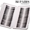 Bershnor 32 Pairs Cat Eye Individual Lashes Wispy Cat Eye Lashes DIY Lash Extensions 256pcs Clusters Lashes 8-16MM Fluffy Volume Eye Eyelashes Clusters