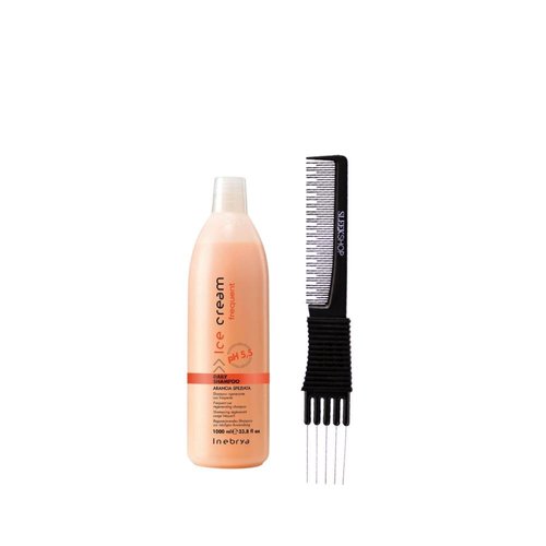 kuss Ice Cream Frequent Daily Shampoo (33.8 oz) with Teasing Comb (Pack of 1)