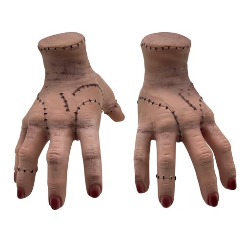 WUEURU Wednesda Addams Family Thing Hand,Fake Hand Cosplay Scary Realistic Crawling Hands Halloween Decor Birthday Party Decorations Supplies Scary Props 2 Pcs
