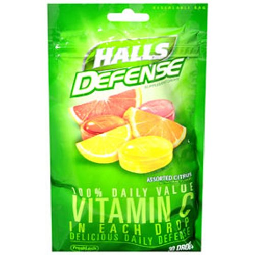 Halls Defense Vitamin C Assorted Citrus Supplement Drops - 30 Drops