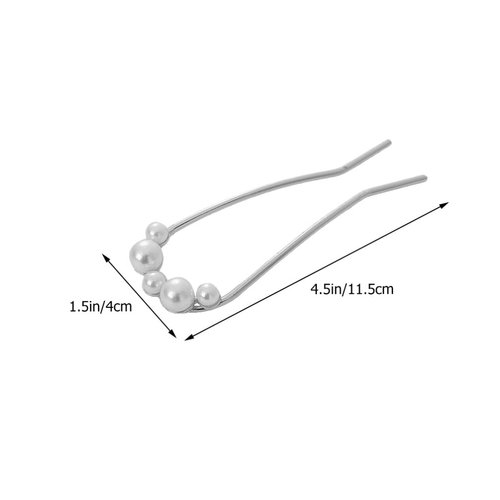 Beaupretty 4pcs French Hair Pin Pearl Hair Forks U Shaped Hair Stick Metal Womens Hair Clips Hair Accessories for Bun