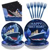 96Pcs Nautical Themed Party Supplies 350GMS Ocean Ferry Navy Paper Plate and Napkins Tableware Cruise Ship Classic Movie Party Decorations for Boys Men Baby Shower Anchor Birthday Party, Serves 24