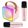 Mini Karaoke Machine for Kids,Bluetooth Light Up Speaker with 2 Portable Microphones Wireless,Kids Karaoke Machine Toys Gifts for kids 3-12 Home Party Gifts (Pink 2 Mics)