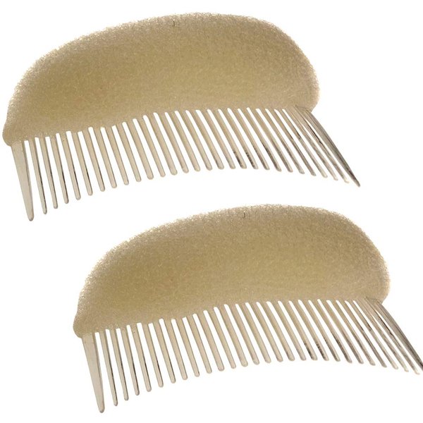 2 Pcs Beige Hair Heightening Comb Hair Styling Clip Stick French style Bun Maker Braid Tool Charming Bump It Up Volume Inserts Do Beehive Hair Styler Tool Hair comb for Girl Woman Hair Accessories