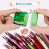 NeaLia Colored Pencil Sharpeners Manual, Hand Held Small Compact Pencil Sharpener for Kids with Lid Dual Hole, (8-11mm) No.2/Makeup Pencils Classroom Adults Artist Students School Home Office -4PCS