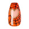KISS Voguish Fantasy Halloween Nails, Orange, Medium Length, Coffin Shape, Pink Gel Nail Glue (2g), Mini Nail File, Manicure Stick, & 28 Fake Nails