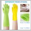 Disfore 2 Pairs of Durable Rubber Gloves, Reusable Non-Slip Cleaning Gloves, Long-Sleeved Waterproof Dishwashing Gloves to Protect Hands, Soft and Comfortable Premium Kitchen Gloves,Small Green
