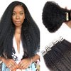 Kinky Straight Tape in Extensions, Tape in Hair Extensions Real Human Hair Black Women Kinky Straight Tape ins, 14 Inch 20Pcs Seamless Invisible Tape in Hair Extensions Double Sided Tape Hair 50G