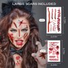 Alotpower Halloween Tattoos Stickers 3D Fake Scars 265+Pcs 40 Sheets,Horror Realistic Wound Stitch Halloween Temporary Tattoos, Halloween Face Tattoos for Halloween Party Cosplay