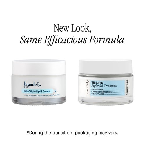 Brandefy Tri Lipid Replenish Treatment - 1.5% Ceramides, 4.0% Sterols, 1.8% Fatty Acids - Peptide Moisturizer, Hydrating Face Cream, Made in the USA (1.6 Oz)