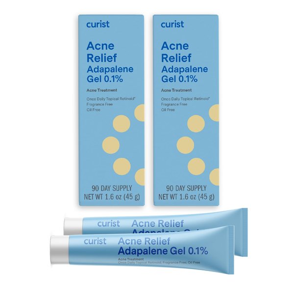 Curist Adapalene 0.1% Acne Gel Topical Retinoid Acne Medicine - Prevent Acne, Whiteheads, Blackheads, & Clogged Pores - Adapalene Retinoid Acne Treatment For Face (2 Pack)