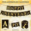 Zhehao Happy New Year Banner and 3.3 x 6.6 ft Gold Foil Fringe Curtains 2025 New Years Party Supplies Tinsel Streamer Backdrop New Year Bunting Banner for New Year Eve Party Decorations Celebration