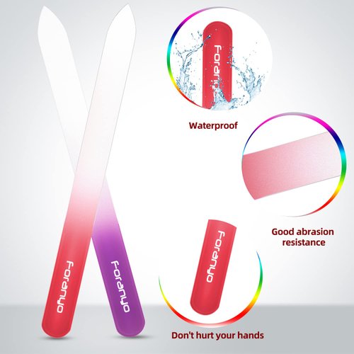 Foranyo 6 Pcs Glass Nail File Set, Providing Salon-Like Results from The Comfort of Your Home，Specially Crafted for Natural Nail Enthusiasts(Blak 6 pcs)