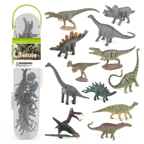 Atralo Service Dinosaur Model Playsets 12 PCS Mini Pachycephalus Stegosaurus Triceratops Brachiosaurus FigureToy Desktop Decoration Collection Party Favors Toys for Boys Girls Kids
