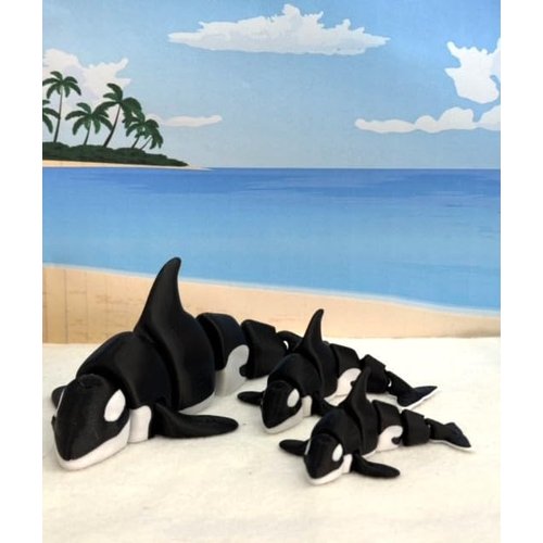 Generic 3D Printed Orca, 3 pcs Articulated Orca Whale, Fun Home Decor, Executive Desk Decor, Fidget Toy for ADHD/Autism, Medium, Black