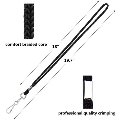 COTODO ID Black Lanyards Safety Badge Lanyard 36" with Swivel Hook 100 Pack