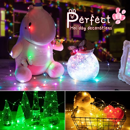 Minetom Fairy Lights Color Changing - 33 FT 100 LED String Lights with Remote, 11 Modes USB Powered Pastel Easter Lights Indoor, Waterproof Twinkle Lights for Bedroom Classroom St. Patrick Party
