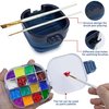 Airtight Paint Saver Storage Palette Box, 16-Well Palette Box with Lid, Include Paint Brush Basin, Perfect for Gouache, Acrylic, Watercolor and Oil Paint (Blue)
