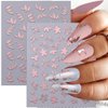 8pcs 3D Bronzing Flower Leaf Nail Art Stickers Metallic Flower Nail Decals Floral Nail Stickers for Nail Art Supplies Rose Gold Silver Petal Leaves Flower Stickers for Girls Women Nail Decor Supplies