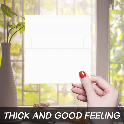 RINRDA 4x6 White Envelopes For Invitation,White A6 envelope 4.75 x 6.5 inch, 4X6 Envelopes for A6 cards,Self Seal envelopes for weddings, greeting cards,baby shower,photos,birthday (White)