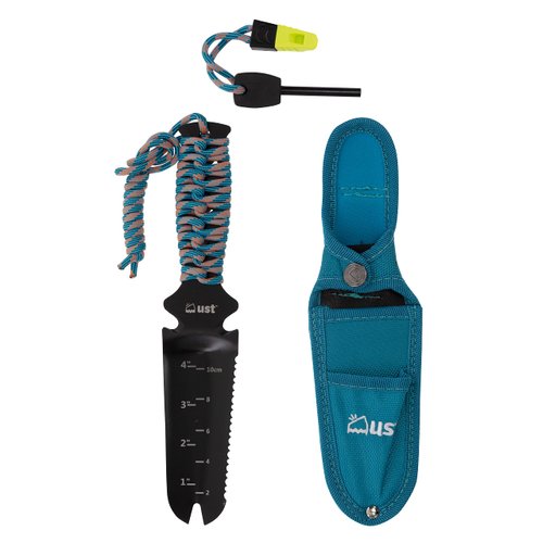 ust ParaShovel PRO with 4 Inch Trowel, Line Cutter, Tent Peg Pry Tool, ParaTinder, Fire Starter and Emergency Whistle for Hiking, Camping and Survival, multicolor, One Size (20-12424)