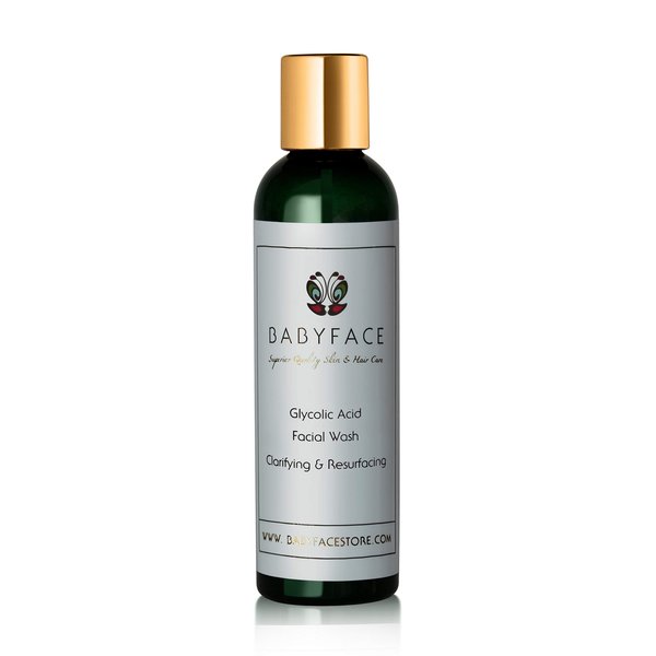 Babyface Glycolic AHA Facial Cleanser Face Wash for Polishing & Brightening, 4.4 oz.